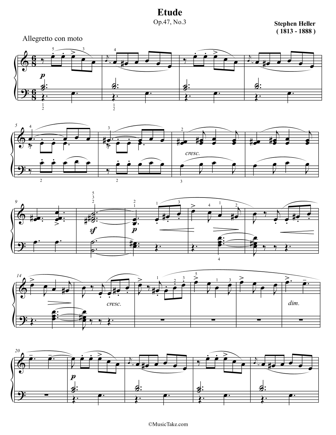 Heller Etude in A minor Op.47 No.3 (arr. Ben Choupak)