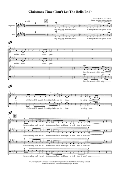 Christmas Time (don't Let The Bells End) (arr. Ellie Pybus)