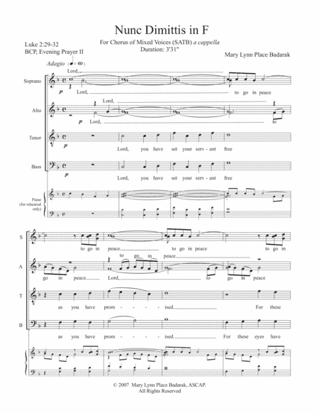 Nunc Dimittis in F