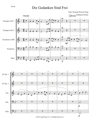 Die Gedanken Sind Frei (Protest Song) for German Brass Quintet (arr. Nathaniel Hontz)