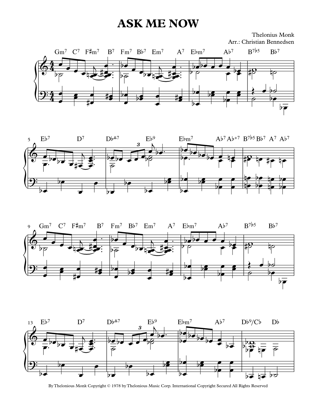 Ask Me Now (arr. Christian Bennedsen)