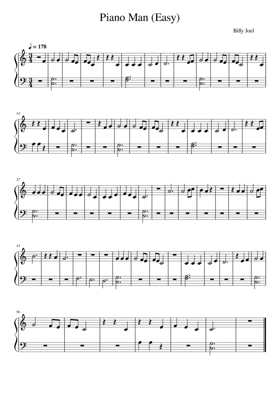 Piano Man (arr. SHEET MUSIC HUB)