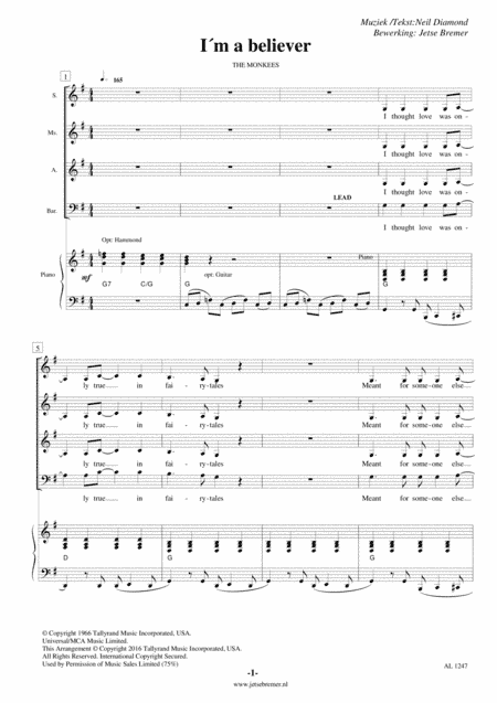 I'm A Believer (arr. Jetse Bremer)