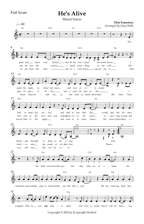 He's Alive (arr. Gary Wolk)
