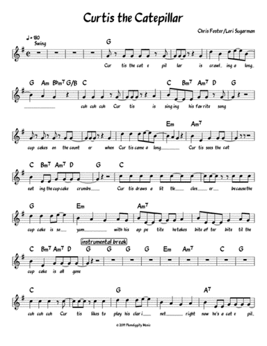 Curtis The Catepillar - Lead Sheet