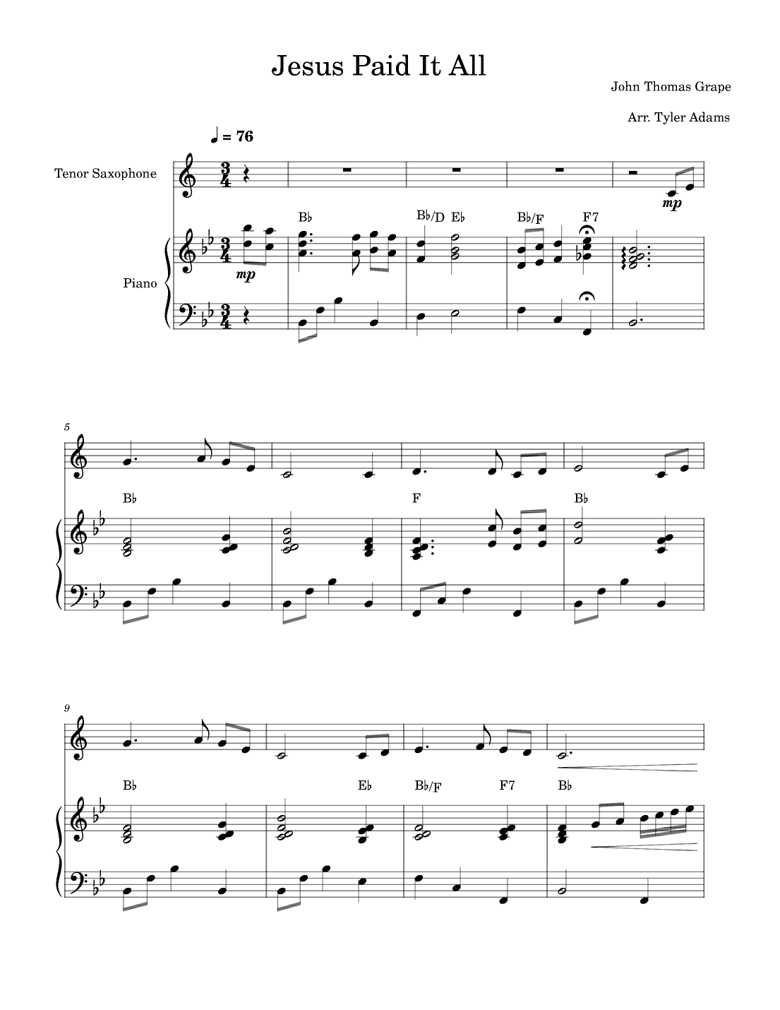 Jesus Paid It All (arr. Tyler Adams)