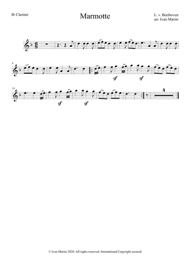MARMOTTE by Beethoven - transcription for Clarinet and Piano (arr. Ivan Marini)