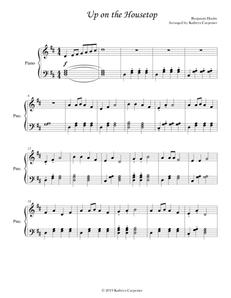 Up on the Housetop (Intermediate Piano) (arr. Kathryn Carpenter)