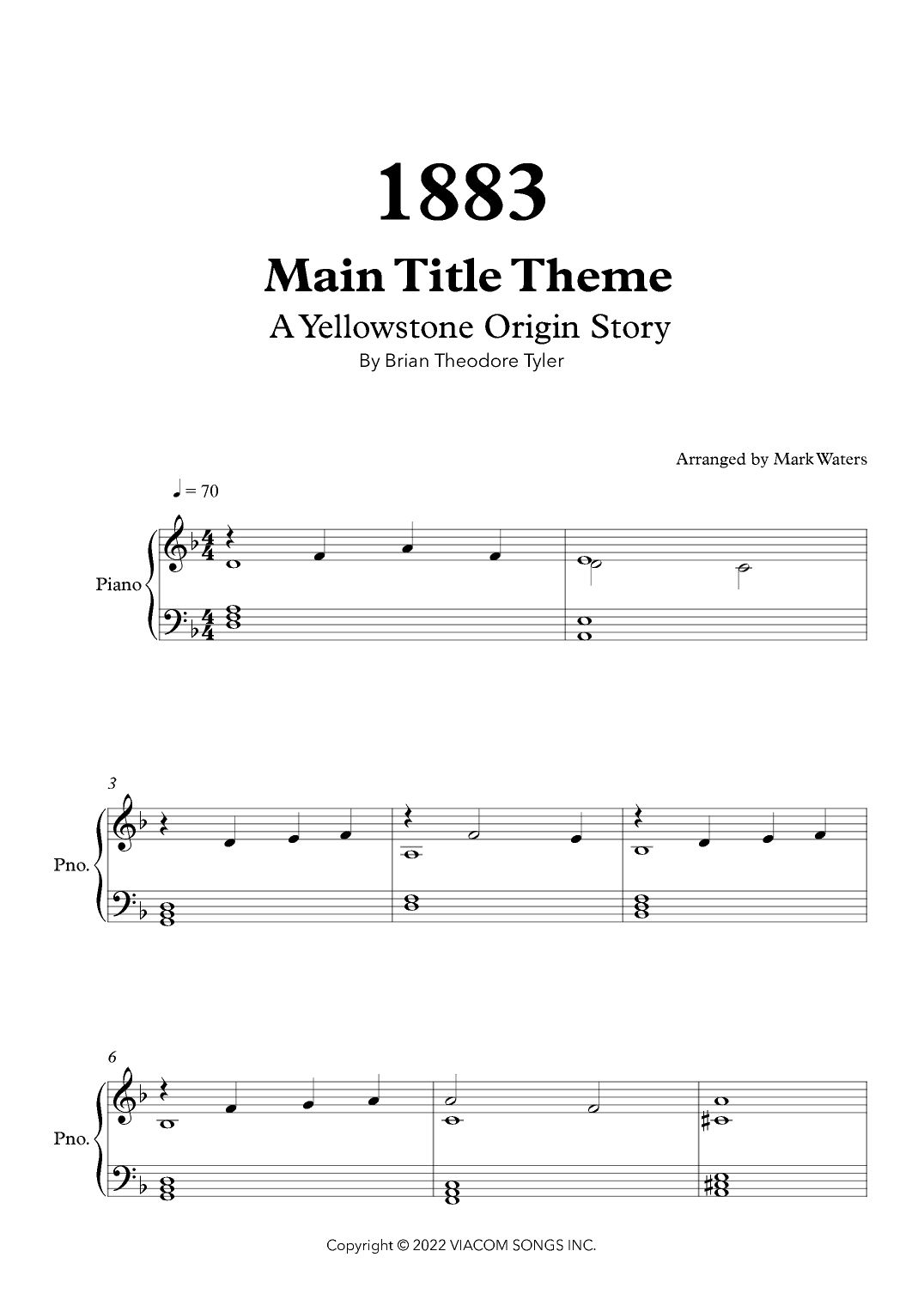 1883 - Main Title Theme (arr. Mark Waters)