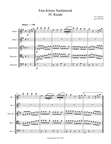 Eine Kleine Nachtmusik, Mvt. 4 (arr. Erik Cole)