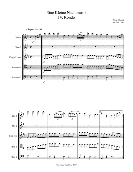 Eine Kleine Nachtmusik, Mvt. 4 (arr. Erik Cole)