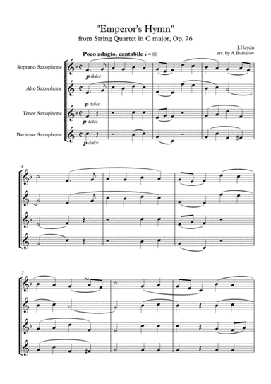 "Emperor's Hymn" from String Quartet in C major, Op. 76 SATB (arr. A.Buriakov)