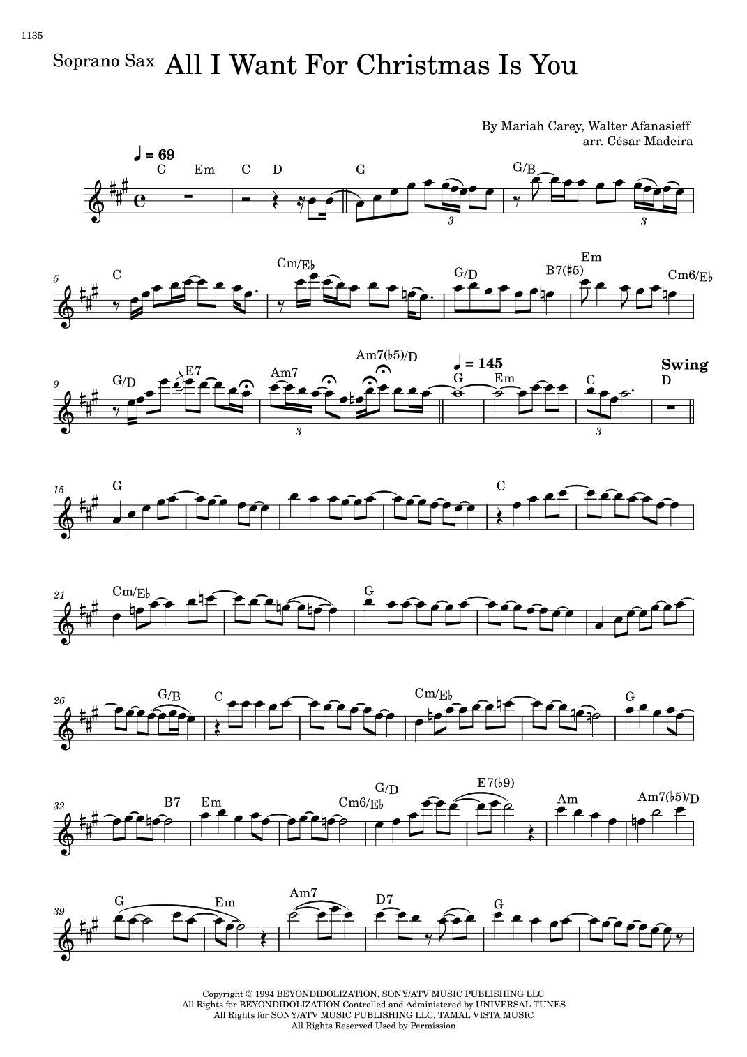 All I Want For Christmas Is You (arr. César Madeira)