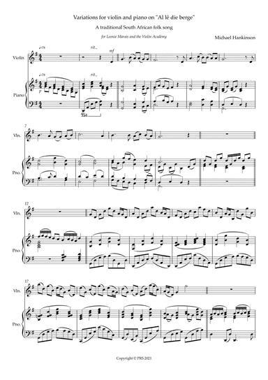 "Al lê die berge" - Variations on an old, traditional South African folk song. Suitable for younger