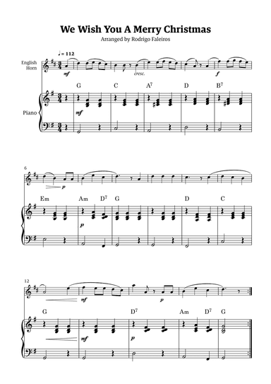 We Wish You a Merry Christmas (for solo english horn with piano accompaniment) (arr. Rodrigo Faleiros)