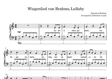 Wiegenlied, Lullaby by Brahms (arr. Hallstein Lunde)