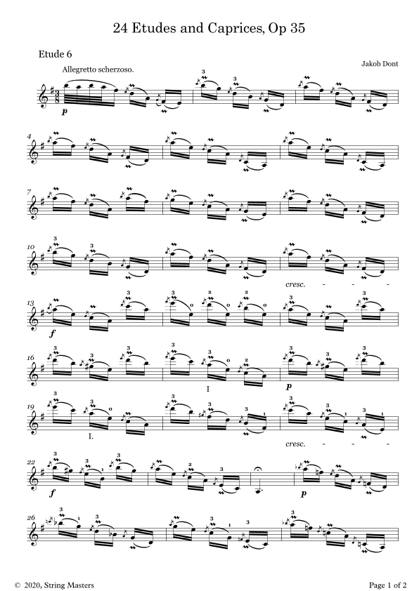 DONT 24 Etudes and Caprices Op35, for Violin No 06 (arr. String Masters)