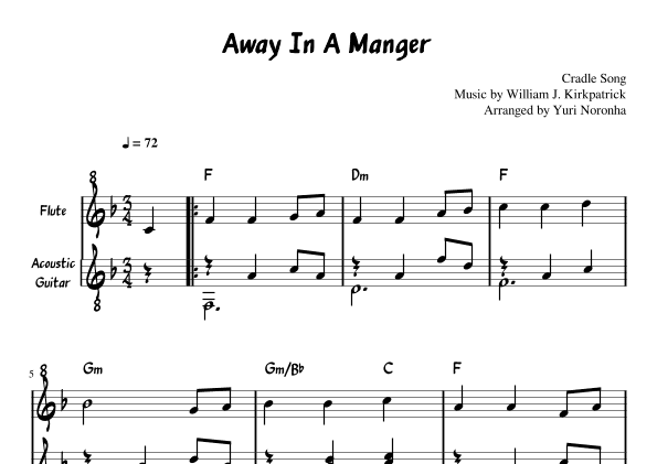 Away In A Manger - For Flute and Acoustic Guitar (Very easy christmas song) (arr. Yuri Noronha)