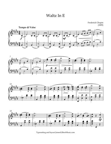 Waltz in E major (arr. James Gilbert Music)