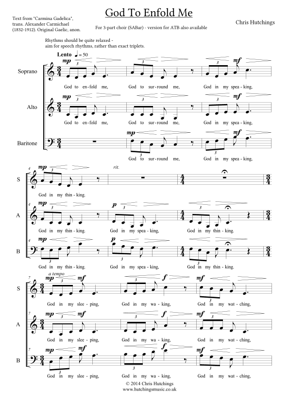 God To Enfold Me - SABar version