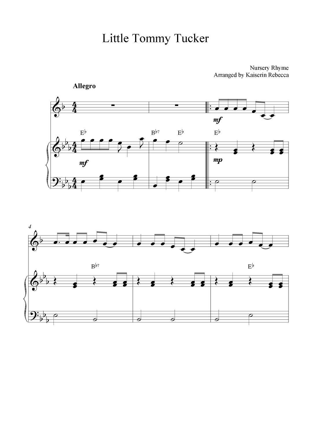 Little Tommy Tucker (arr. Kaiserin Rebecca)