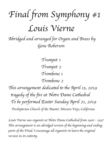FINAL from Vierne Organ Symphony with Brass (arr. Gene Roberson)