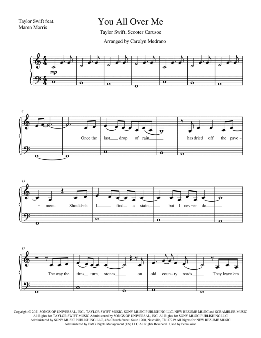 You All Over Me (arr. Carolyn Medrano)