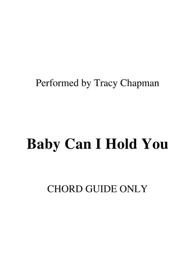 Baby Can I Hold You (arr. RWM)