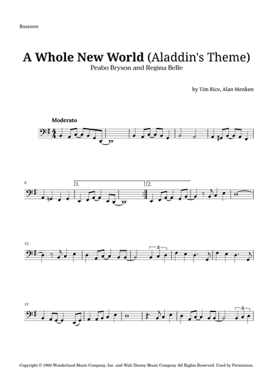 A Whole New World (aladdin's Theme) (arr. Langanho)