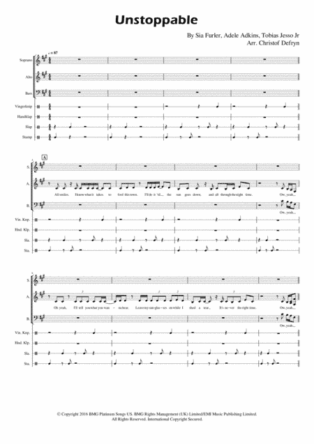 Unstoppable (arr. Christof Defryn)