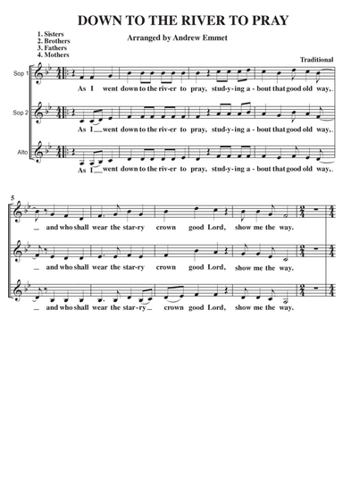 Down To The River To Pray A Cappella SSA (arr. Andrew Emmet)