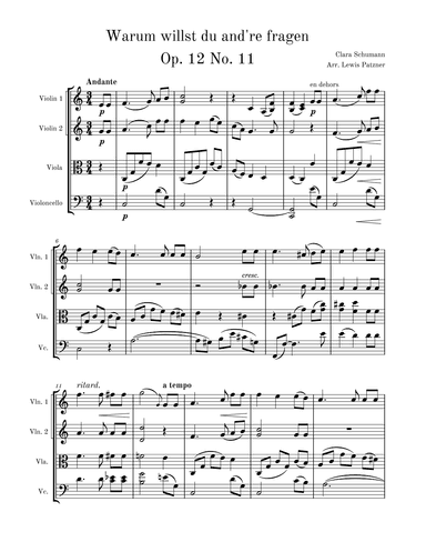 Warum willst du and're fragen Op. 12 No. 11 (arr. Lewis Patzner)