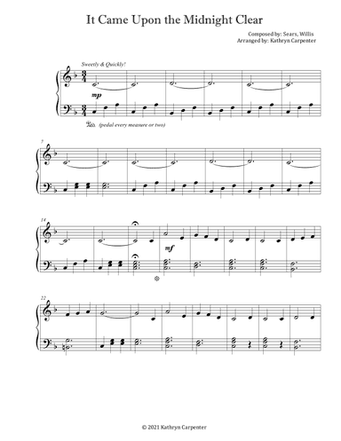 It Came Upon the Midnight Clear (Easy Piano) (arr. Kathryn Carpenter)