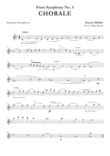Chorale from Symphony No. 3 for Saxophone Quartet (arr. Diego Marani)
