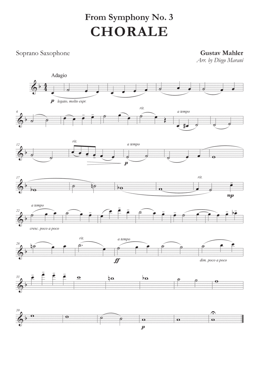 Chorale from Symphony No. 3 for Saxophone Quartet (arr. Diego Marani)