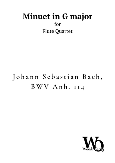 Minuet in G major by Bach for Flute Quartet (arr. Ander)