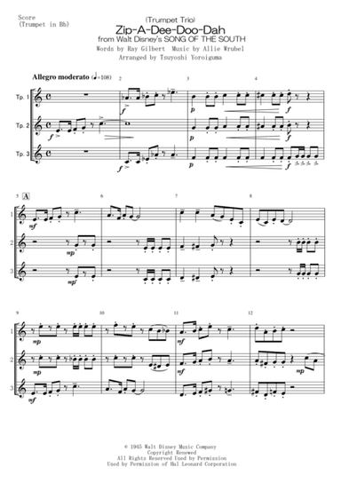 Zip-A-Dee-Doo-Dah (arr. Tsuyoshi Yoriguma)