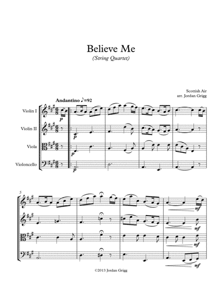Believe Me (String Quartet) (arr. Jordan Grigg)