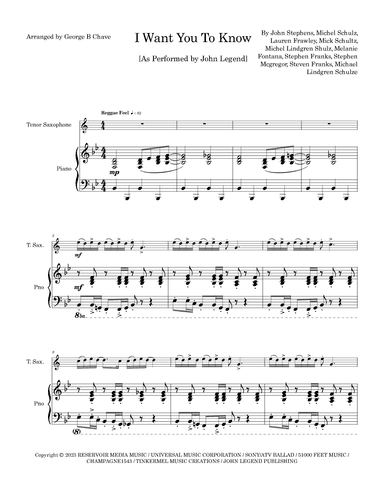 I Want You To Know (arr. George B Chave)