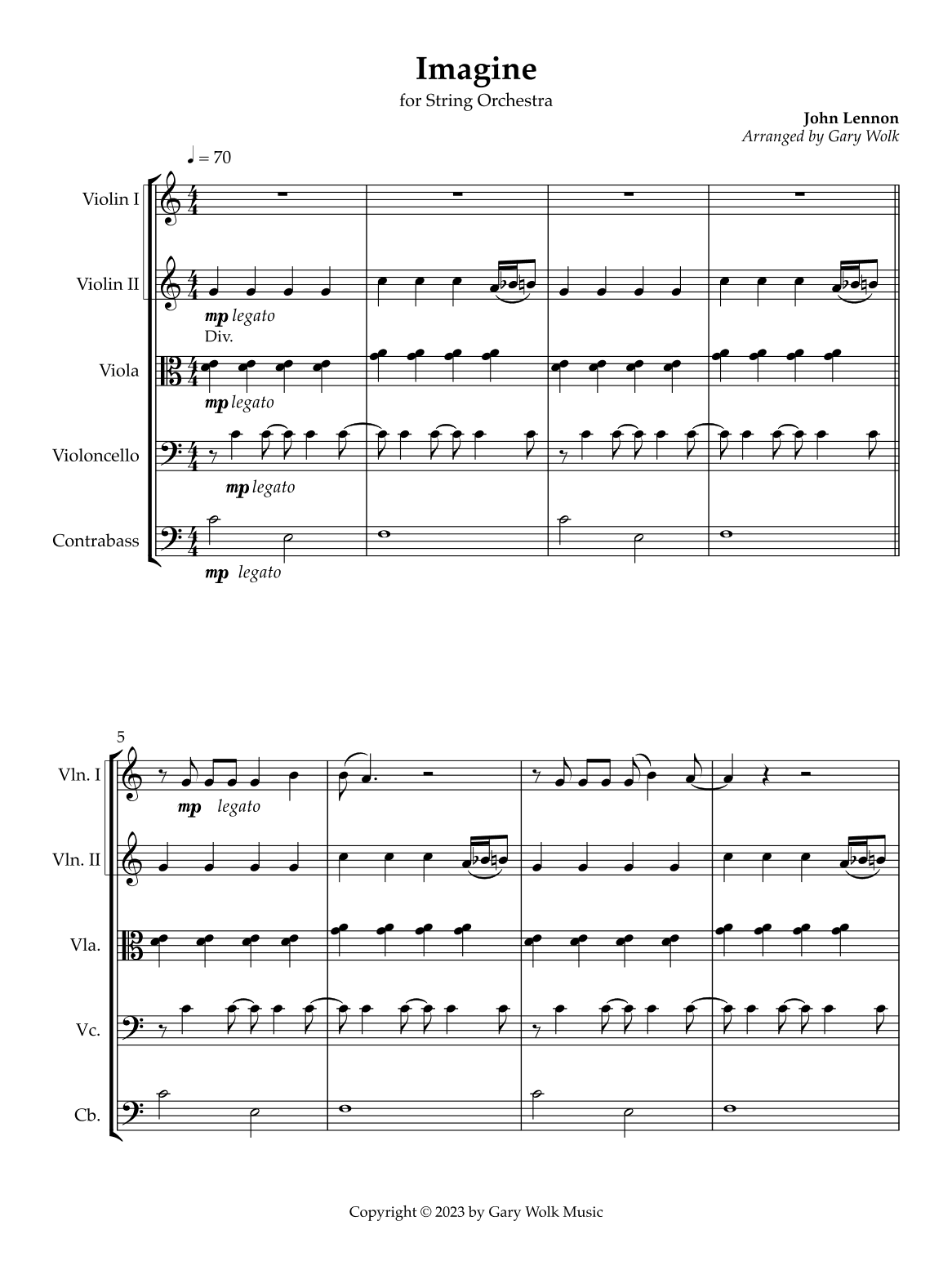 Imagine (arr. Gary Wolk)