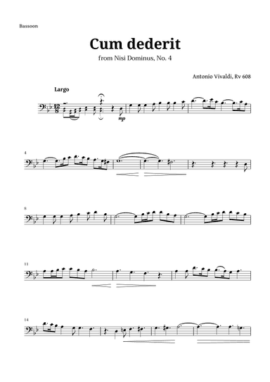 Cum dederit of Vivaldi for Bassoon (arr. Langanho)