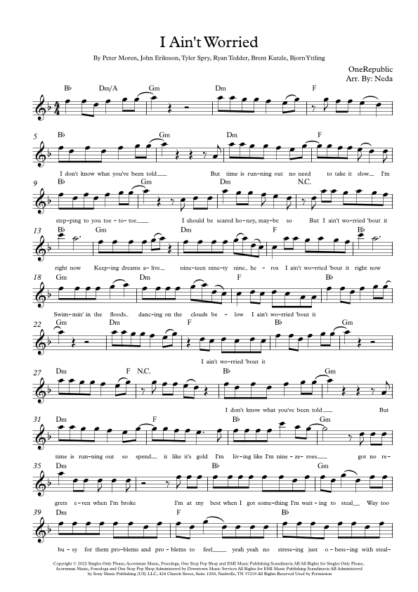 I Ain't Worried (arr. Arr. Neda)