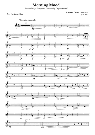 Peer Gynt Suite Op. 46 No. 1 for Saxophone Ensemble - Baritone Sax 2 (arr. Diego Marani)