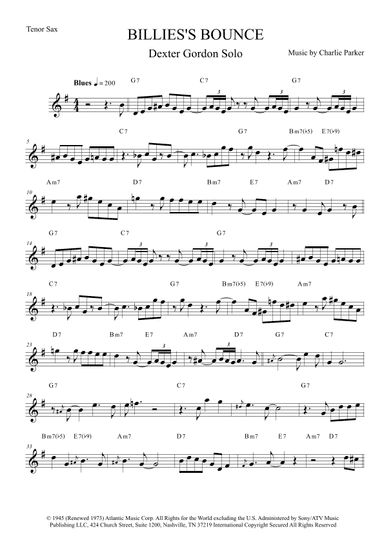 Billie's Bounce (bill's Bounce) (arr. The Sheet Music Library)