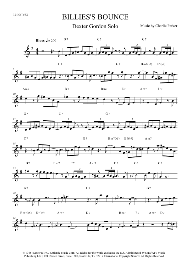 Billie's Bounce (bill's Bounce) (arr. The Sheet Music Library)