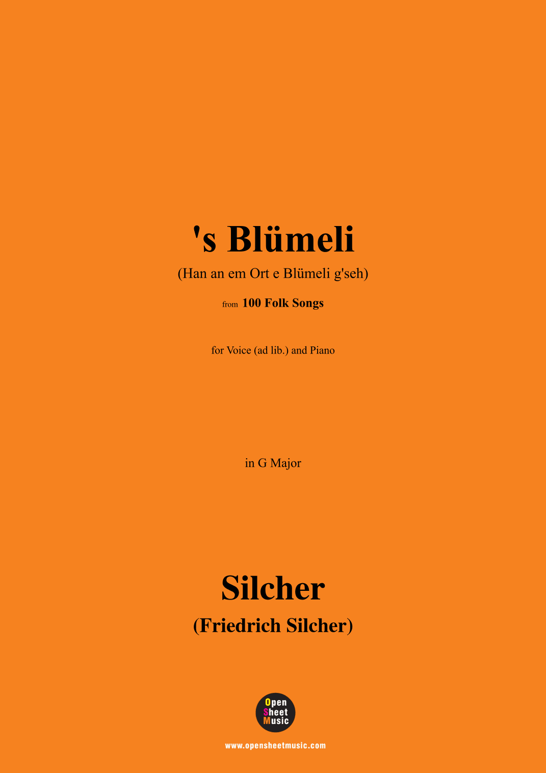Silcher-'s Blümeli,for Voice(ad lib.) and Piano (arr. OSM Press)