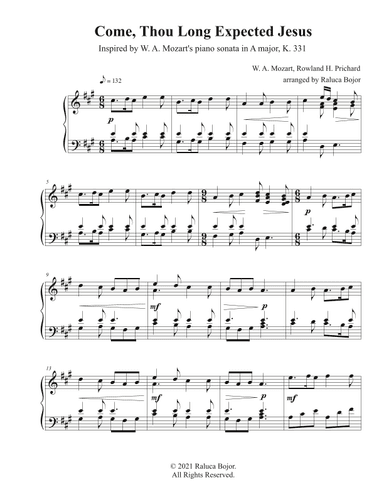 Come, Thou Long Expected Jesus / Mozart (advanced piano medley arrangement) (arr. Raluca Bojor)