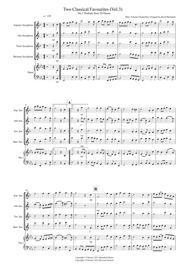 2 Classical Favourites for Saxophone Quartet (volume three) (arr. David Burndrett)