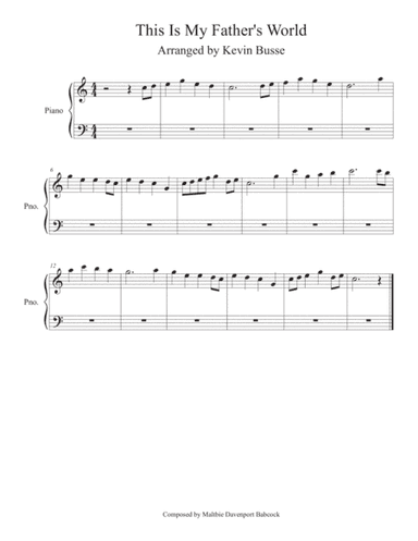 This Is My Father's World (Easy key of C) - Piano (arr. Kevin Busse)
