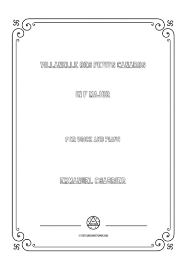 Chabrier-Villanelle des petits canards in F Major,for voice and piano (arr. MSM)